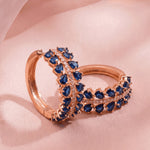 Load image into Gallery viewer, Rose Gold Plated Cubic Zirconia & Crystal Studded Half-Hoop Earrings