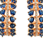 Load image into Gallery viewer, Rose Gold Plated Cubic Zirconia & Crystal Studded Half-Hoop Earrings