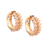Load image into Gallery viewer, Rose Gold Plated Cubic Zirconia & Crystal Studded Half-Hoop Earrings