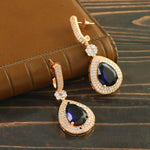 Load image into Gallery viewer, Elegant Rose Gold-Plated Cubic Zirconia Studded Teardrop Crystal Drop Earrings