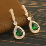 Load image into Gallery viewer, Elegant Rose Gold-Plated Cubic Zirconia Studded Teardrop Crystal Drop Earrings