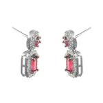 Load image into Gallery viewer, Silver-Plated Cubic Zirconia Studded Square Drop Earrings