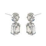 Load image into Gallery viewer, Silver-Plated Cubic Zirconia Studded Square Drop Earrings