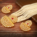 Load image into Gallery viewer, Gold-Plated Kundan Studded & Pearls Beaded Jewellery Set