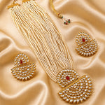 Load image into Gallery viewer, Gold-Plated Kundan Studded & Pearls Beaded Jewellery Set