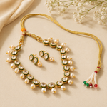 Load image into Gallery viewer, Women's Ethnic Gold Plated Kundan and Pearl Choker Necklace Set