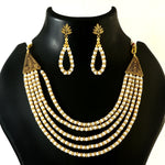Load image into Gallery viewer, Gold-Plated Pearl Beaded Layered Jewellery Set (White)