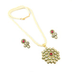 Load image into Gallery viewer, Gold-Plated Kundan Studded & Pearl Beaded Jewellery Set