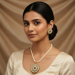 Load image into Gallery viewer, Gold-Plated Kundan Studded & Pearl Beaded Jewellery Set