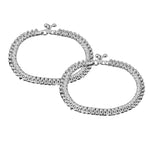 Load image into Gallery viewer, Jewar Mandi Silver-Plated Intricate Multi-Layered Anklet