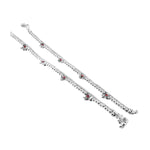 Load image into Gallery viewer, Silver-Plated Stone-Studded Layered Ghungroo Anklets