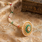 Load image into Gallery viewer, Green Stone Pearl Beaded Gold Plated Round Pendant Necklace for Women