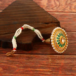 Load image into Gallery viewer, Green Stone Pearl Beaded Gold Plated Round Pendant Necklace for Women