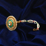 Load image into Gallery viewer, Green Stone Pearl Beaded Gold Plated Round Pendant Necklace for Women