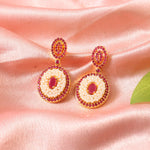 Load image into Gallery viewer, Gold-Plated Red Stone & Pearl Studded Jewellery Set