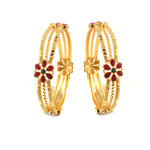 Load image into Gallery viewer, Set of 2 Gold-Plated Stone Studded & Beaded Bangles