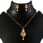 Load image into Gallery viewer, Gold-Plated American - Diamond Studded Pendant Necklace Set with Earrings