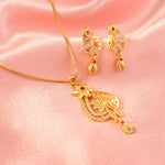 Load image into Gallery viewer, Gold-Plated American - Diamond Studded Pendant Necklace Set with Earrings