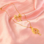 Load image into Gallery viewer, Gold-Plated American - Diamond Studded Pendant Necklace Set with Earrings