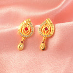 Load image into Gallery viewer, Gold-Plated American - Diamond Studded Pendant Necklace Set with Earrings