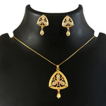 Load image into Gallery viewer, Gold-Plated American - Diamond Studded Pendant Necklace Set with Earrings