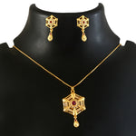 Load image into Gallery viewer, Gold-Plated American - Diamond Studded Pendant Necklace Set with Earrings
