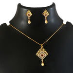 Load image into Gallery viewer, Gold-Plated American - Diamond Studded Pendant Necklace Set with Earrings
