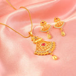 Load image into Gallery viewer, Gold-Plated American - Diamond Studded Pendant Necklace Set with Earrings