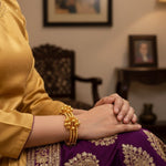 Load image into Gallery viewer, Gold Plated Adjustable Contemporary Ghungroo Beaded Kada Bangle