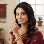 Load image into Gallery viewer, Gold Plated Adjustable Contemporary Ghungroo Beaded Kada Bracelet