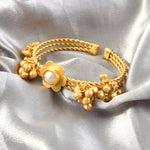 Load image into Gallery viewer, Gold Plated Adjustable Contemporary Ghungroo Beaded Kada Bracelet