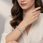 Load image into Gallery viewer, Rhodium-Plated Cubic Zirconia Bangle-Style Bracelet