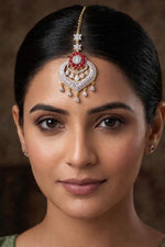 Load image into Gallery viewer, 18K Gold-Plated Cubic Zirconia Studded Maang Tikka