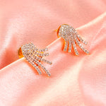Load image into Gallery viewer, 18 Kt Gold Plated Pearl & Cubic Zirconia Studded Pendant Necklace Set