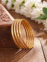 Load image into Gallery viewer, Women Gold-Toned Textured Bangles Set of 4