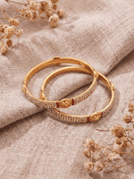 Load image into Gallery viewer, Women Gold-Plated American Diamond Studded Bangles Set of 2