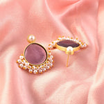 Load image into Gallery viewer, Opal Stone & Pearl Fringe Gold-Toned Stud Earrings