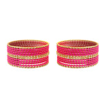 Load image into Gallery viewer, Indian Bollywood Bangle Bracelet Set for Women - 24 Piece (2 Dozen) Multicolor Alloy Gold Tone Stacking Jewelry for Weddings, Parties, Festivals & Gifts (Rani_Pink)