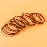 Load image into Gallery viewer, Indian Bollywood Bangle Bracelet Set for Women - 24 Piece (2 Dozen) Multicolor Alloy Gold Tone Stacking Jewelry for Weddings, Parties, Festivals & Gifts (Rani_Pink)