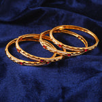 Load image into Gallery viewer, Set Of 4 Gold Plated Artificial Stone Studded & Beaded Bangles