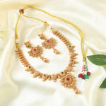 Load image into Gallery viewer, Gold Plated Ruby Red,Emrald and Pearl Studded Gold Beaded Handcrafted Jewellery Set