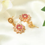 Load image into Gallery viewer, Gold Plated Ruby Red Studded Gold Beaded Handcrafted Jewellery Set