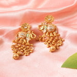 Load image into Gallery viewer, Gold-plated choker set with elephant motif, hand-painted Meenakari & matching earrings