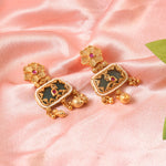 Load image into Gallery viewer, South Indian gold-plated choker set with emerald, ruby accents & antique finish