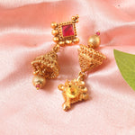 Load image into Gallery viewer, Antique matte gold-plated choker with floral pendant and pastel enamel detailing