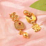 Load image into Gallery viewer, Ethnic Jewelry Set: Handcrafted Gold-Toned Choker with Pink Stone Embellishments and Jhumka Earrings