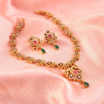 Load image into Gallery viewer, Gold-Toned Multicolour Stone Choker Necklace Set with Earrings