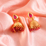 Load image into Gallery viewer, Traditional Gold-Toned Bead & Stone Choker Necklace Set with Jhumkas