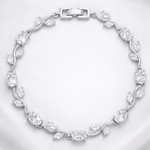Load image into Gallery viewer, Elevated Leaf & Vine Silver Tulip Bracelet with Marquise Accents
