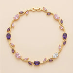 Load image into Gallery viewer, Gold-Toned Multicolor Stone & Leaf Floral Tulip Bracelet